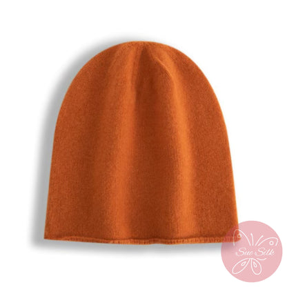 100% Pure Cashmere Knit Beanie – Soft Slouchy Everyday Hat