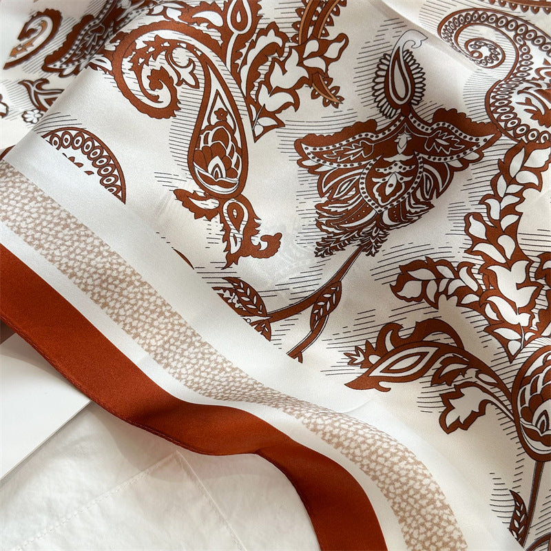 Amber Paisley – 100% Silk Crepe de Chine Scarf 90cm