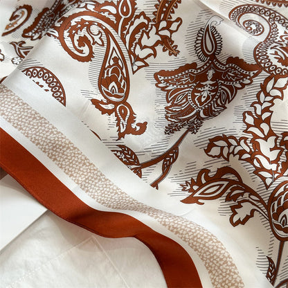 Amber Paisley – 100% Silk Crepe de Chine Scarf 90cm