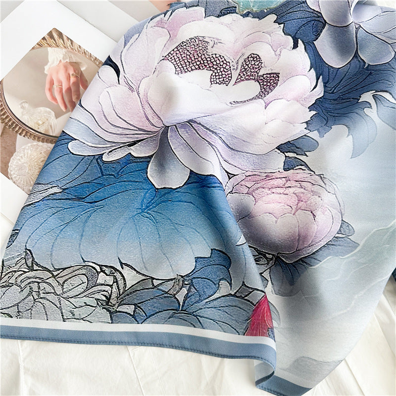 Caramel Paisley – 100% Silk Crepe de Chine Scarf 90cm