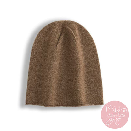 100% Pure Cashmere Knit Beanie – Soft Slouchy Everyday Hat