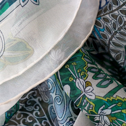 Botanical Garden Silk Chiffon Scarf 110×110cm – Artistic Silk Scarf