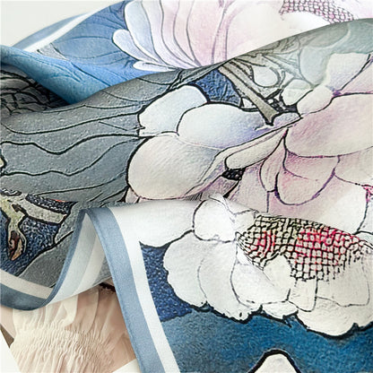 Caramel Paisley – 100% Silk Crepe de Chine Scarf 90cm