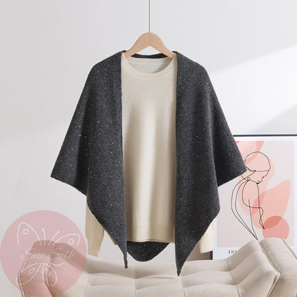 Sparkle Wool Triangle Shawl 73×193cm – 100% Lambswool Winter Wrap