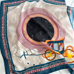 26'' Classic Carriage & Paisley Mulberry Silk Scarf – Timeless Women’s Square Shawl with Heritage-Inspired Design