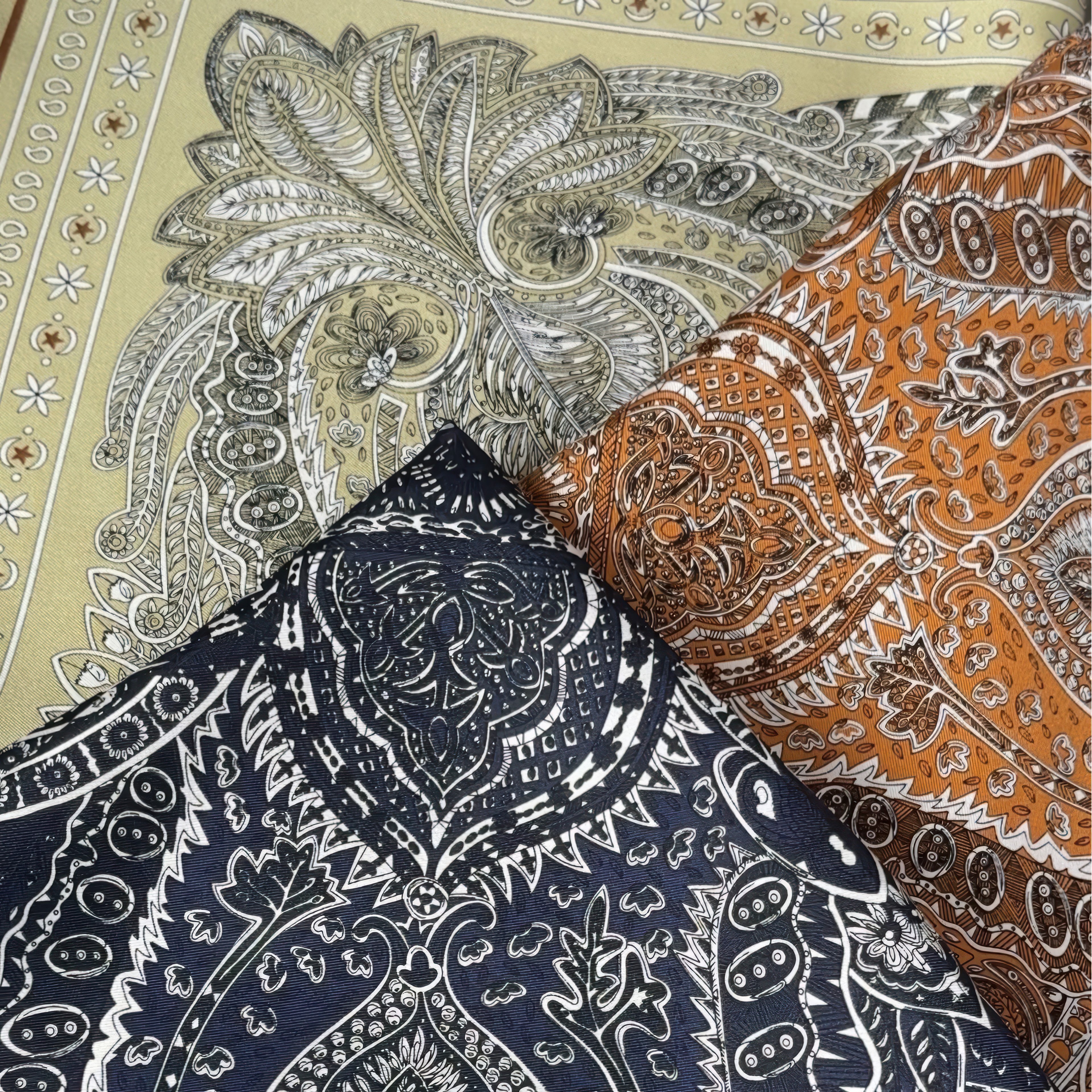 Giftable Classic Navy Paisley Silk Bandana – 53cm Pure Mulberry Silk Twill