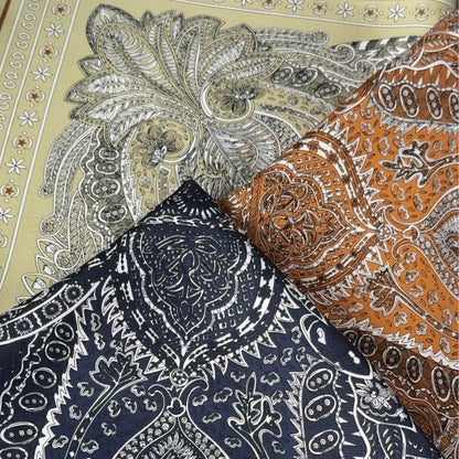 Giftable Classic Navy Paisley Silk Bandana – 53cm Pure Mulberry Silk Twill