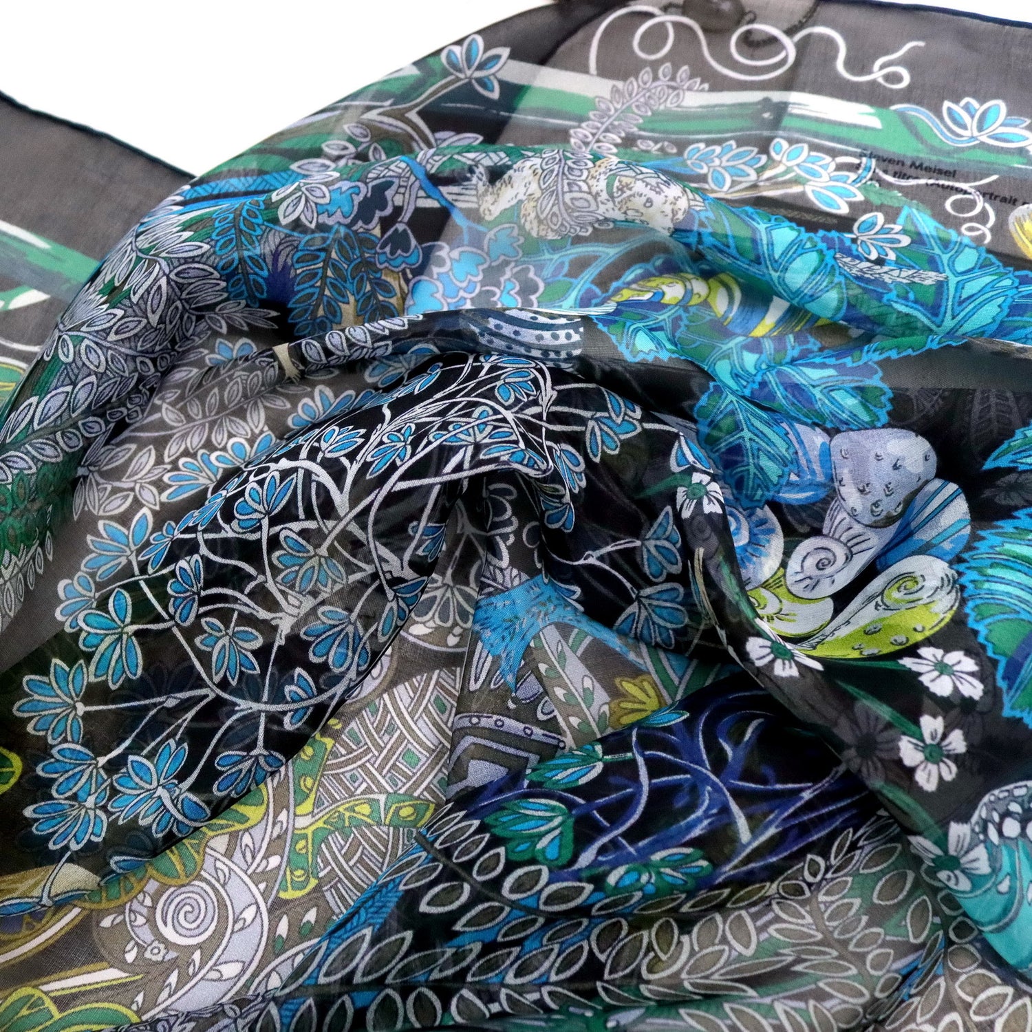 Botanical Garden Silk Chiffon Scarf 110×110cm – Artistic Silk Scarf