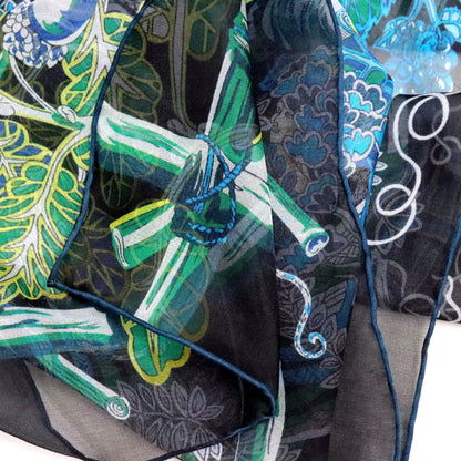 Botanical Garden Silk Chiffon Scarf 110×110cm – Artistic Silk Scarf