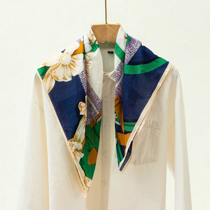 Giftable Silk Cotton Scarf 70cm – Light Floral Print Bandana