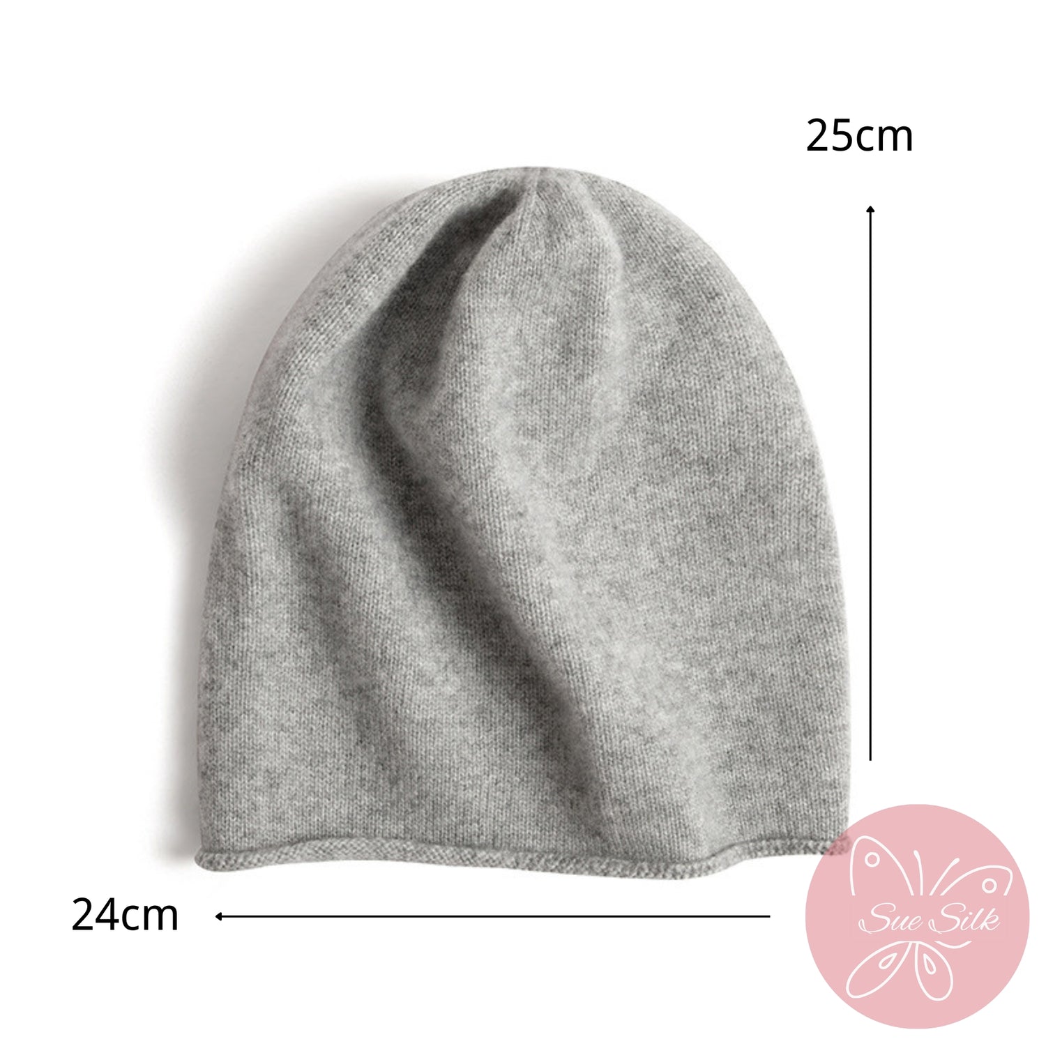 100% Pure Cashmere Knit Beanie – Soft Slouchy Everyday Hat
