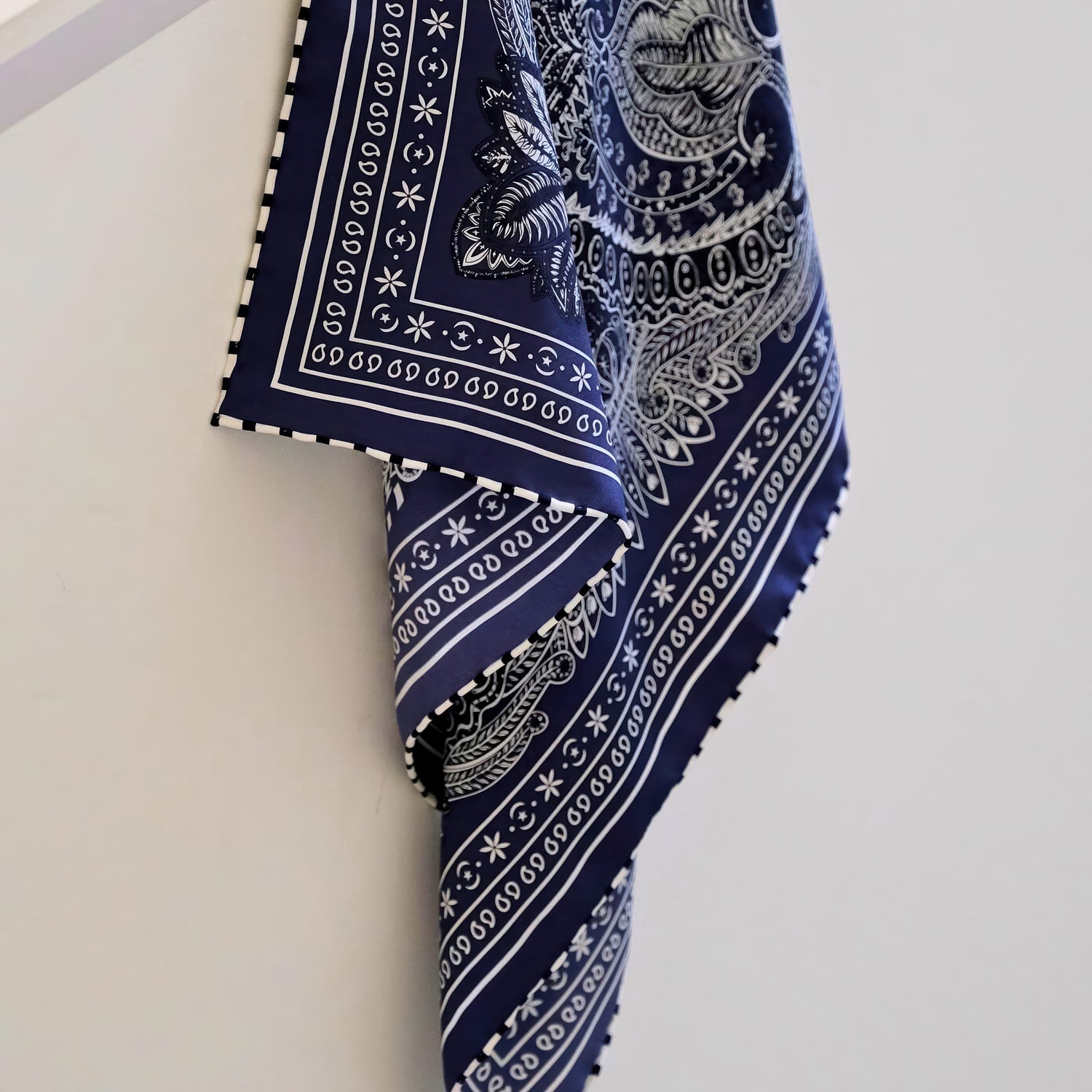 Giftable Classic Navy Paisley Silk Bandana – 53cm Pure Mulberry Silk Twill