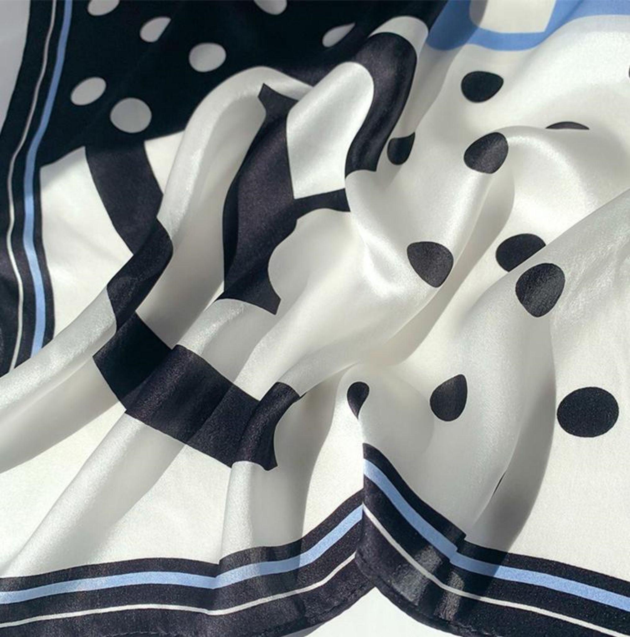 Printed Polka Dots 100% mulberry Silk Scarf/Silk head scarf/Silk hair scarf/Silk neck scarf/Mother&