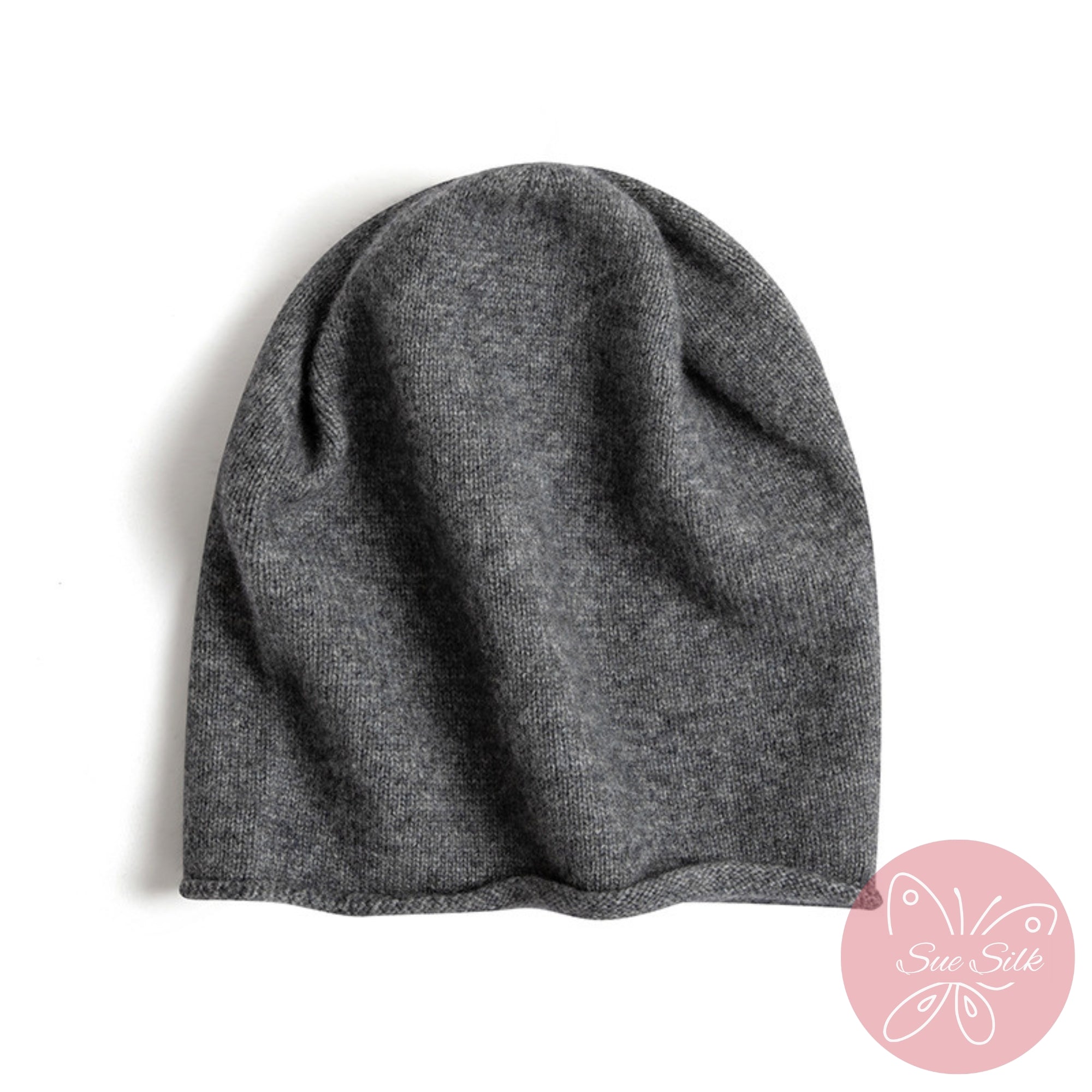 100% Pure Cashmere Knit Beanie – Soft Slouchy Everyday Hat