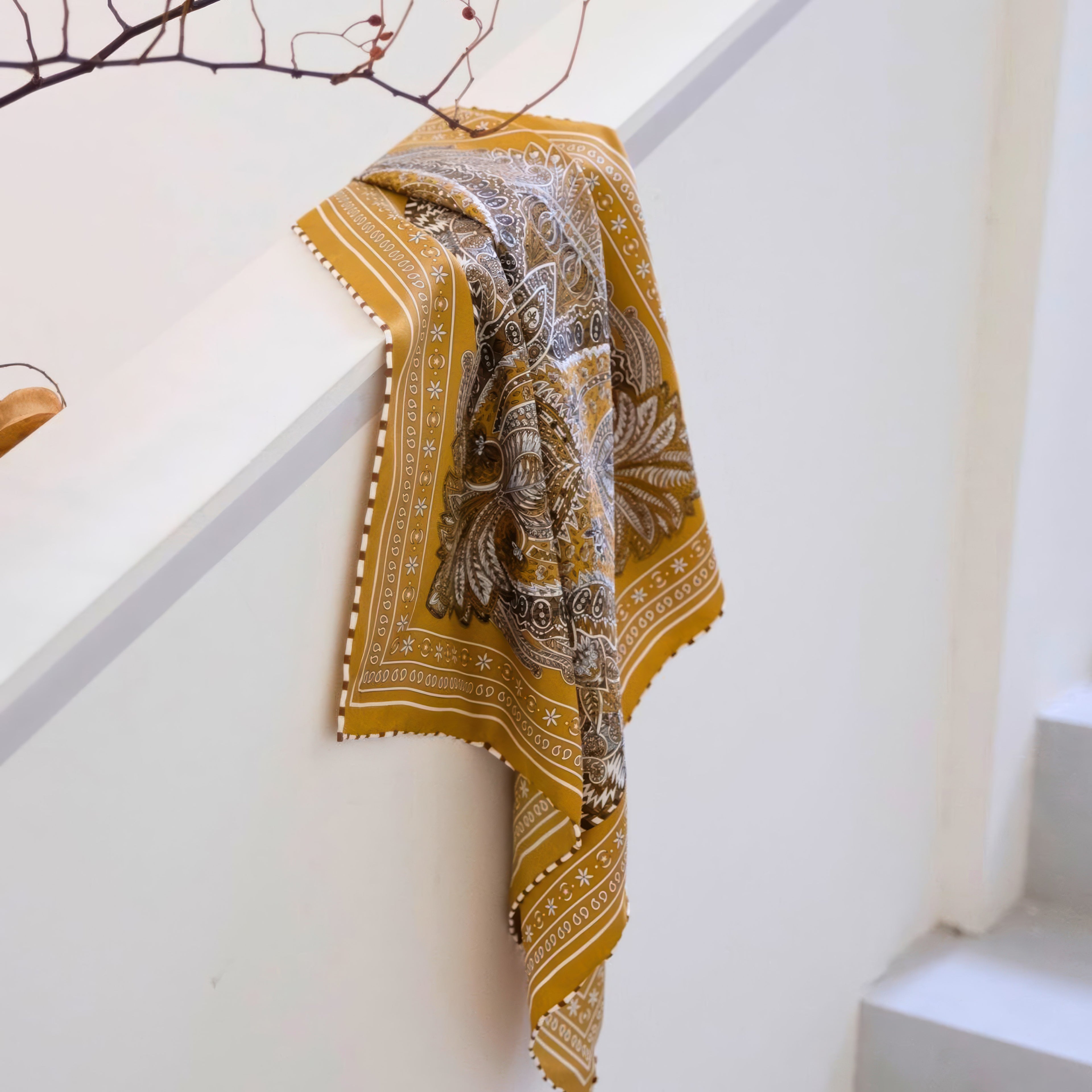 Giftable Classic Navy Paisley Silk Bandana – 53cm Pure Mulberry Silk Twill