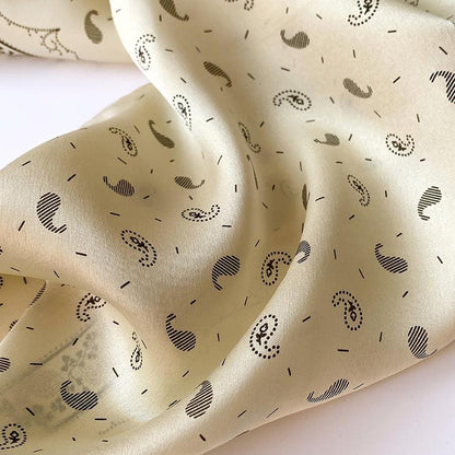 Hellgelber Paisley-Seidenschal/100 % Maulbeerseidenschal/Seidenkopfschal/Seidenhaarschal/Seidenhalstuch/Seidenbandana/Taschenaccessoire/Geschenk für Sie