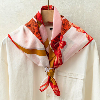 Giftable Silk Cotton Scarf 70cm – Light Floral Print Bandana