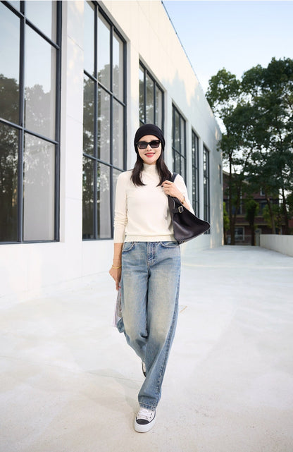 100% Pure Cashmere Knit Beanie – Soft Slouchy Everyday Hat