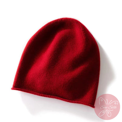 100% Pure Cashmere Knit Beanie – Soft Slouchy Everyday Hat