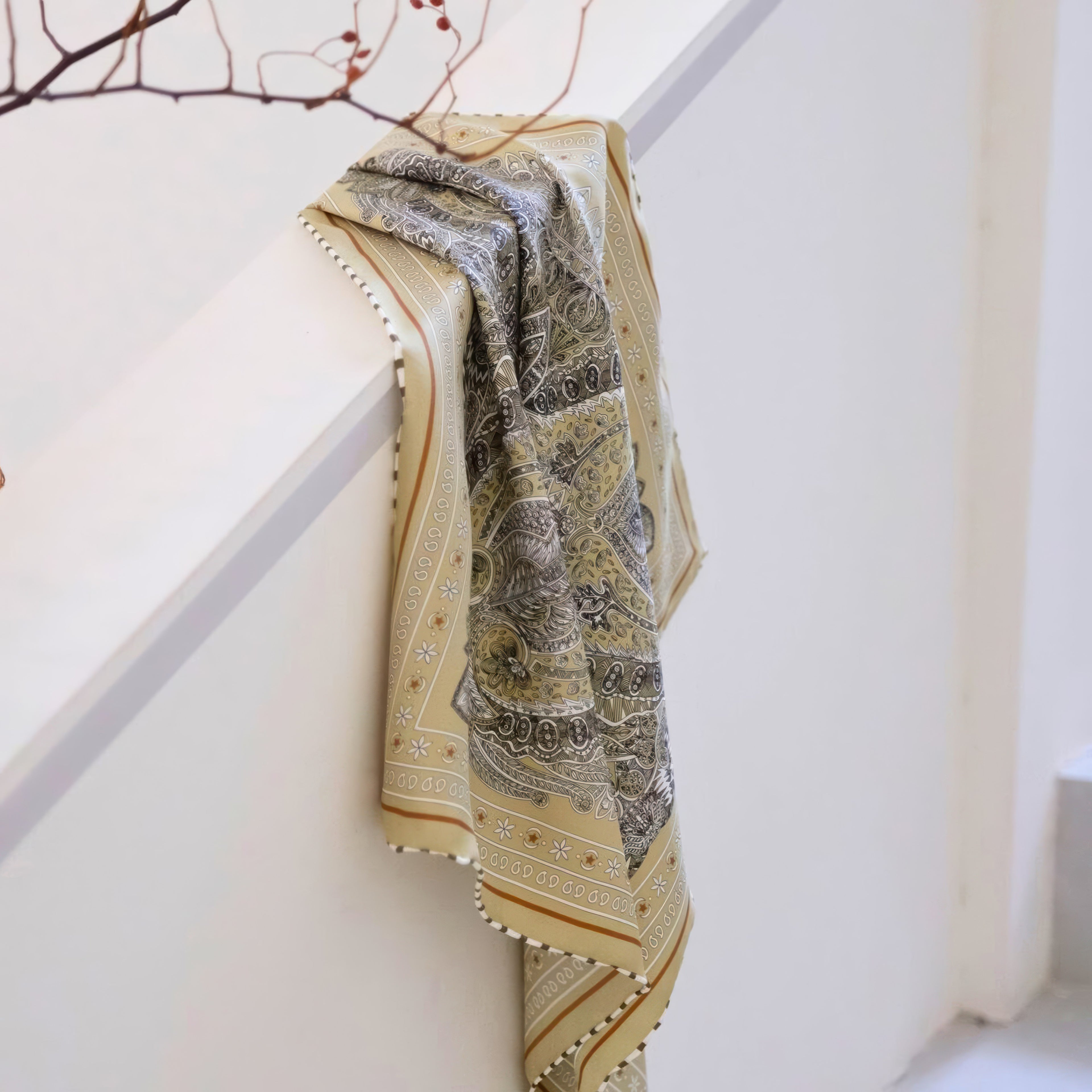 Giftable Classic Navy Paisley Silk Bandana – 53cm Pure Mulberry Silk Twill