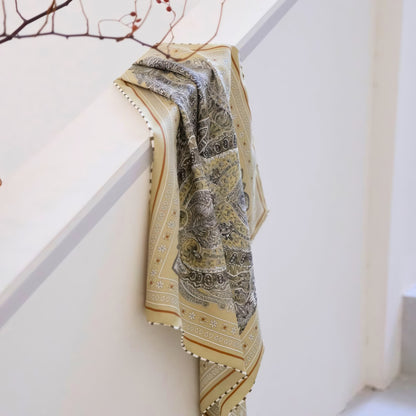 Giftable Classic Navy Paisley Silk Bandana – 53cm Pure Mulberry Silk Twill