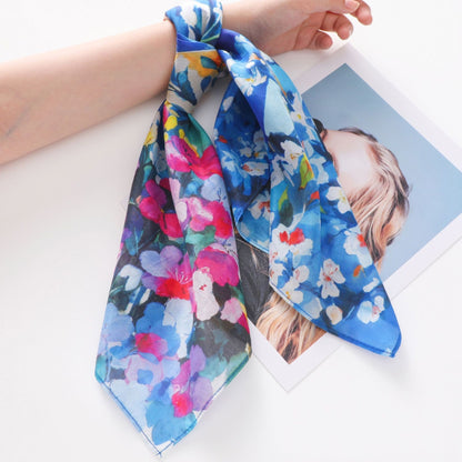 Artisan Palette Silk Cotton Scarf 70cm – Painterly Giftable Scarf for Summer