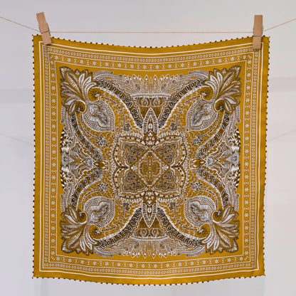 Giftable Classic Navy Paisley Silk Bandana – 53cm Pure Mulberry Silk Twill