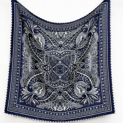 Giftable Classic Navy Paisley Silk Bandana – 53cm Pure Mulberry Silk Twill