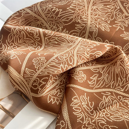 65cm Tree of Life Mulberry Silk Scarf – 12mmi Square Silk Shawl for Women, Elegant &amp; Versatile Accessory