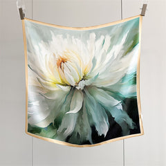 26'' Oil Painting Peony Mulberry Silk Scarf – Elegant Floral Square Silk Shawl for Women, Artistic & Timeless Accessory
