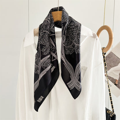 65cm Tree of Life Mulberry Silk Scarf – 12mmi Square Silk Shawl for Women, Elegant &amp; Versatile Accessory