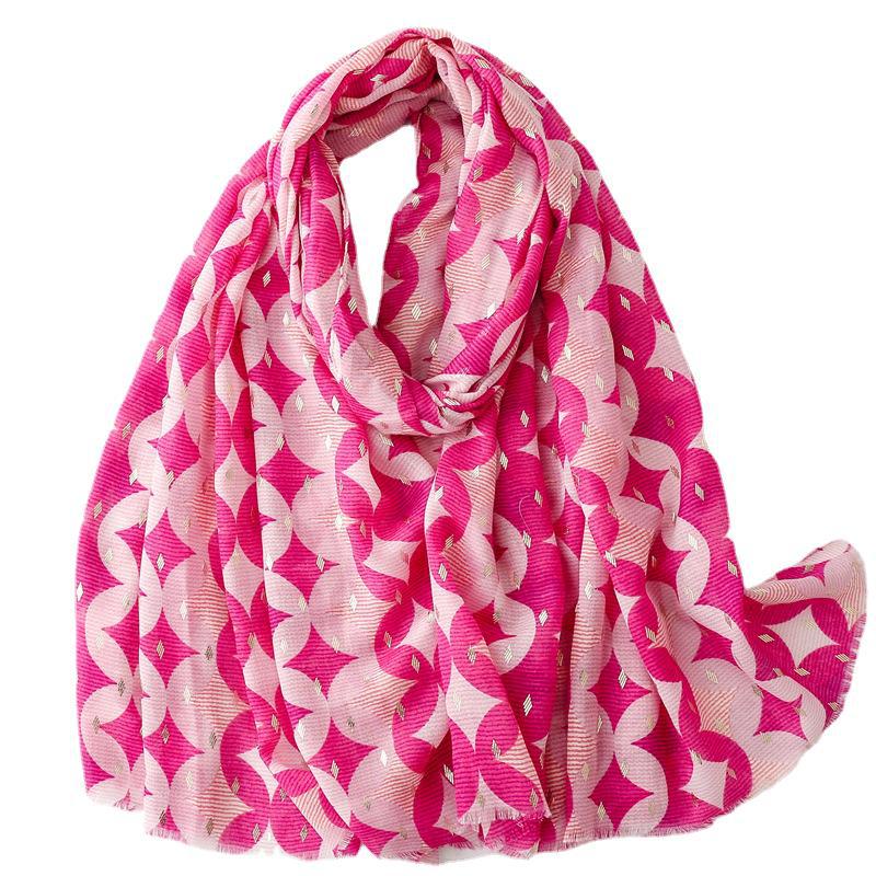 Autumn and winter cotton and linen feel scarf bronzing wealth geometric burr  scarf warm shawl