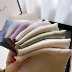 Elegant thin solid color silk scarf / Minimalist 53cm square scarf / 100% Mulberry Silk Scarf / Gift for her