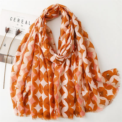 Autumn and winter cotton and linen feel scarf bronzing wealth geometric burr  scarf warm shawl