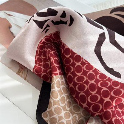 Classic 65cm Mulberry Silk Carriage Stripe Scarf – Double Crepe Square Shawl for Spring &amp; Summer Elegance