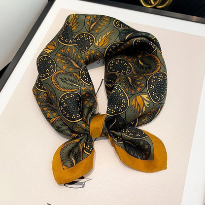 Botanical Floral Polka Dots 100% mulberry Silk Scarf/Silk head scarf/Silk hair scarf/Silk neck scarf/Mother&
