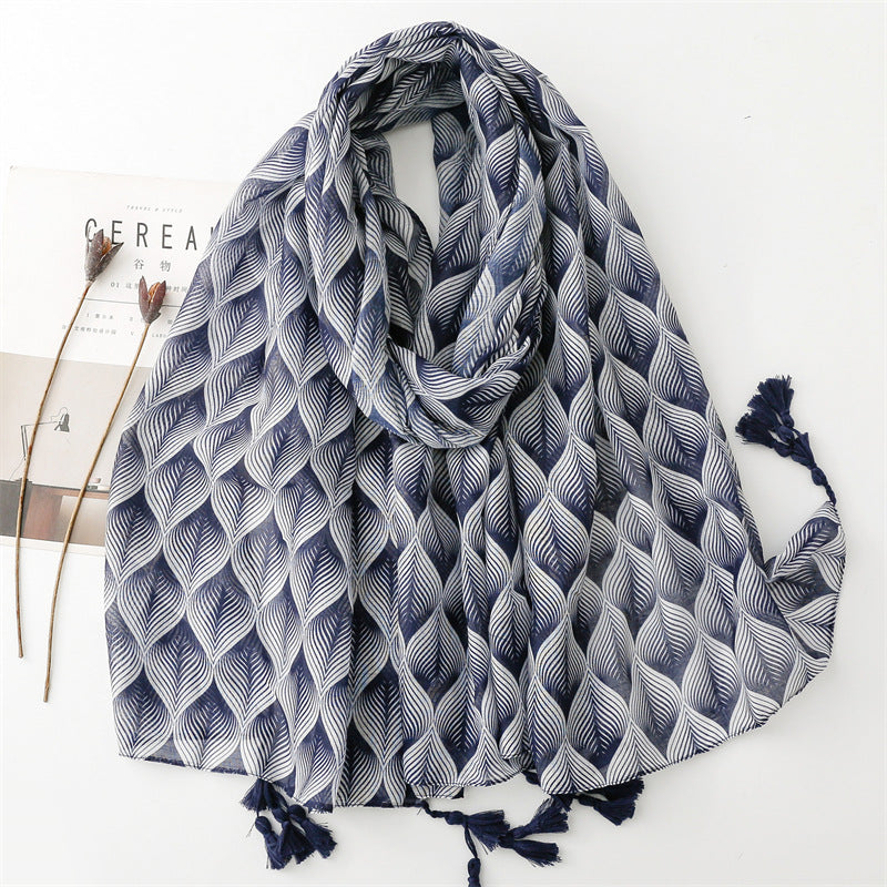 Plain scarf summer travel sunscreen scarf Hanfu accessories photo Bali yarn leaf plant shawl women