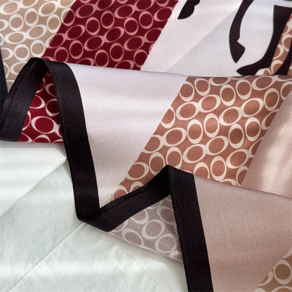 Classic 65cm Mulberry Silk Carriage Stripe Scarf – Double Crepe Square Shawl for Spring &amp; Summer Elegance