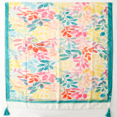 Pink flower  scarf women's spring outing long shawl seaside beach towel thin cotton and linen feel scarf yarn