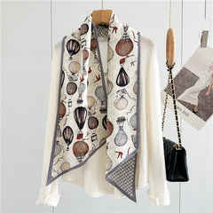 Reversible Silk & Wool Scarf – Chic Balloon Motif for Sophisticated Layering