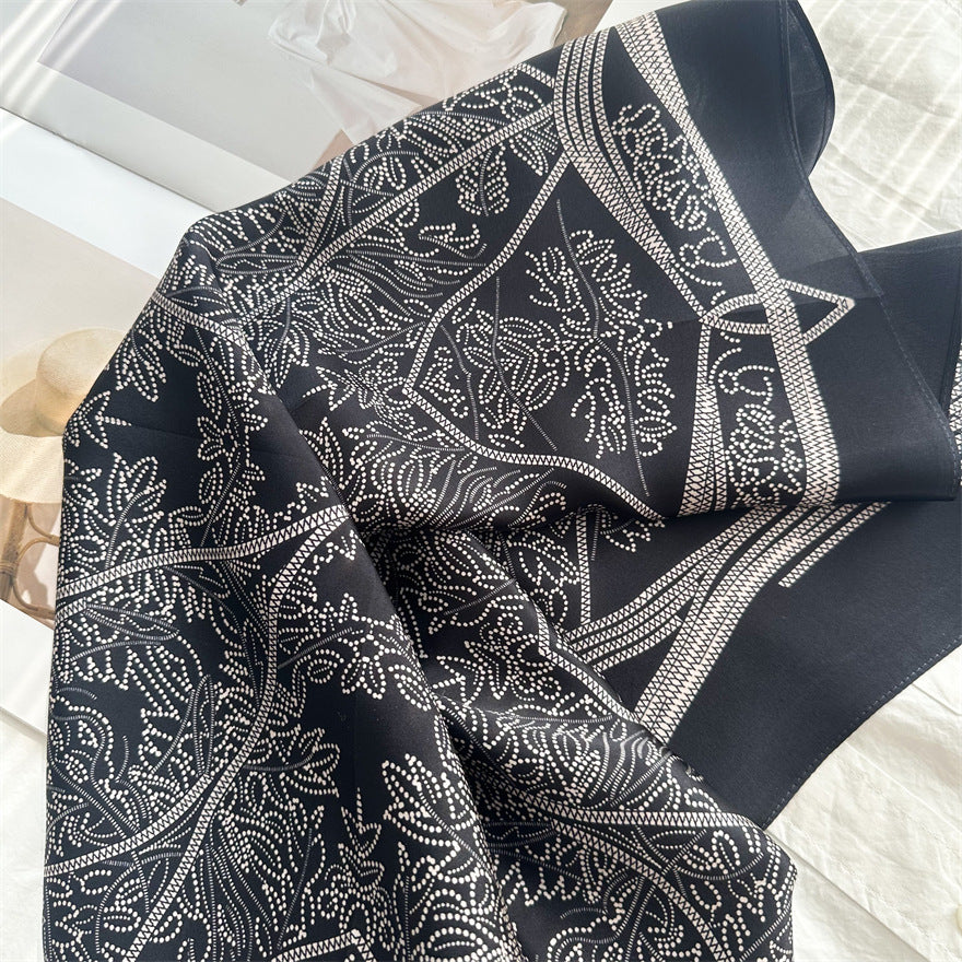 65cm Tree of Life Mulberry Silk Scarf – 12mmi Square Silk Shawl for Women, Elegant &amp; Versatile Accessory