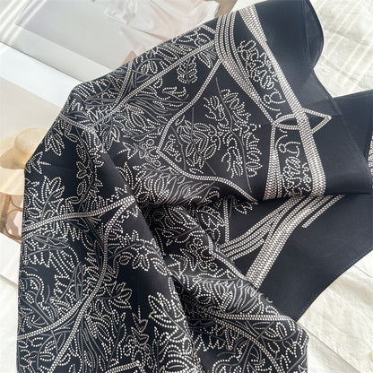 65cm Tree of Life Mulberry Silk Scarf – 12mmi Square Silk Shawl for Women, Elegant &amp; Versatile Accessory