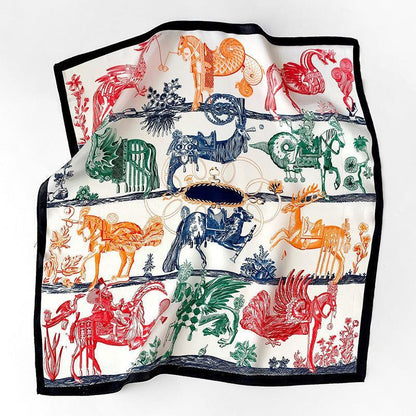 Vintage Pegasus Pattern 100% mulberry Silk Scarf/Silk head scarf/Silk hair scarf/Silk neck scarf/Mother&