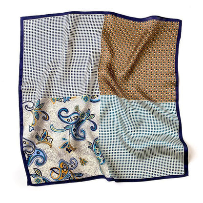 Polka Dot Paisley Pattern Patchwork silk scarf/100% mulberry Silk Scarf/Silk head scarf/Silk hair scarf/Silk neck scarf/Silk bandana/Bag Accessory
