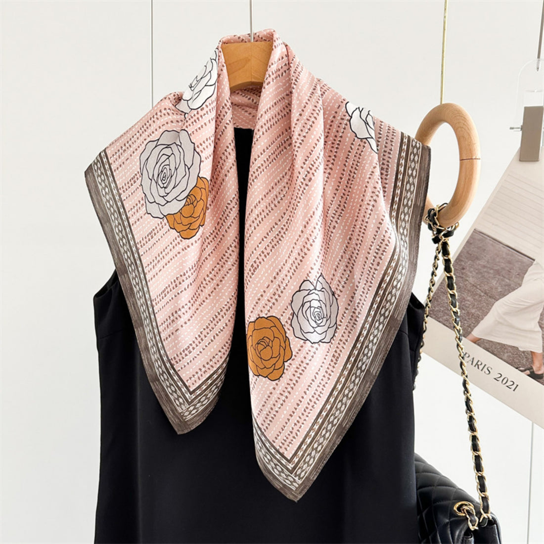 Pink Camellia 100% Mulberry Silk Scarf | 26&