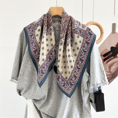 26'' Tree of Happiness Mulberry Silk Scarf – Elegant Square Silk Shawl for Women, Meaningful Nature-Inspired Accessory