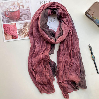 Natural Linen scarf/Tie-dye long shawl/90cm*190cm Gradient silk scarf/Scarf for spring/Long scarf/Gift for her