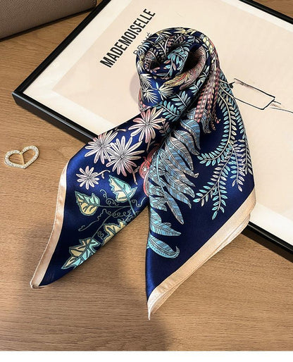 Tropical Plant Patterns mulberry silk scarf/65CM 100% mulberry silk scarf/Silk shawl/Gift for her