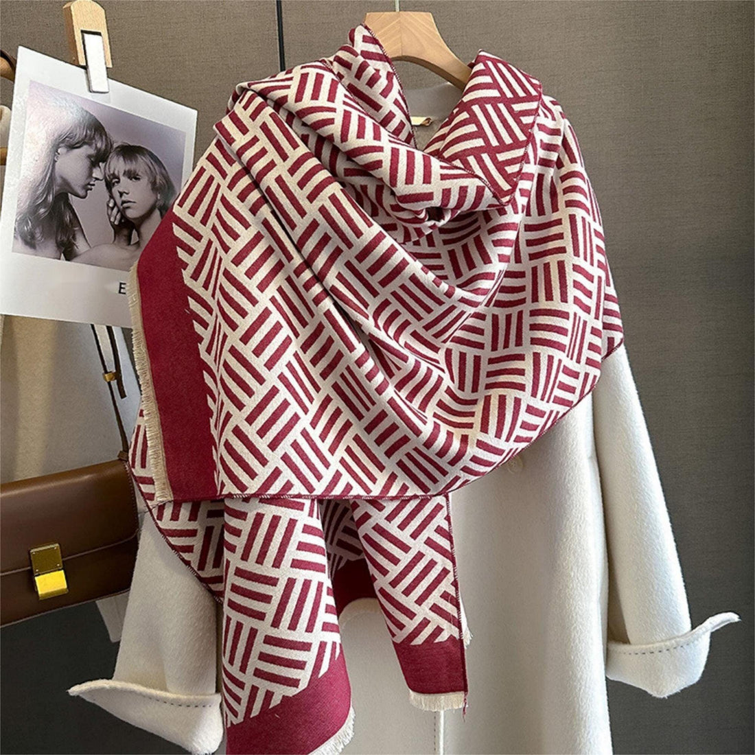 Vintage Short Stripe Cashmere Texture Scarf/65*185cm Scarf/Pashmina Texture Shawl/Bohemian Shawl/Gift for Her