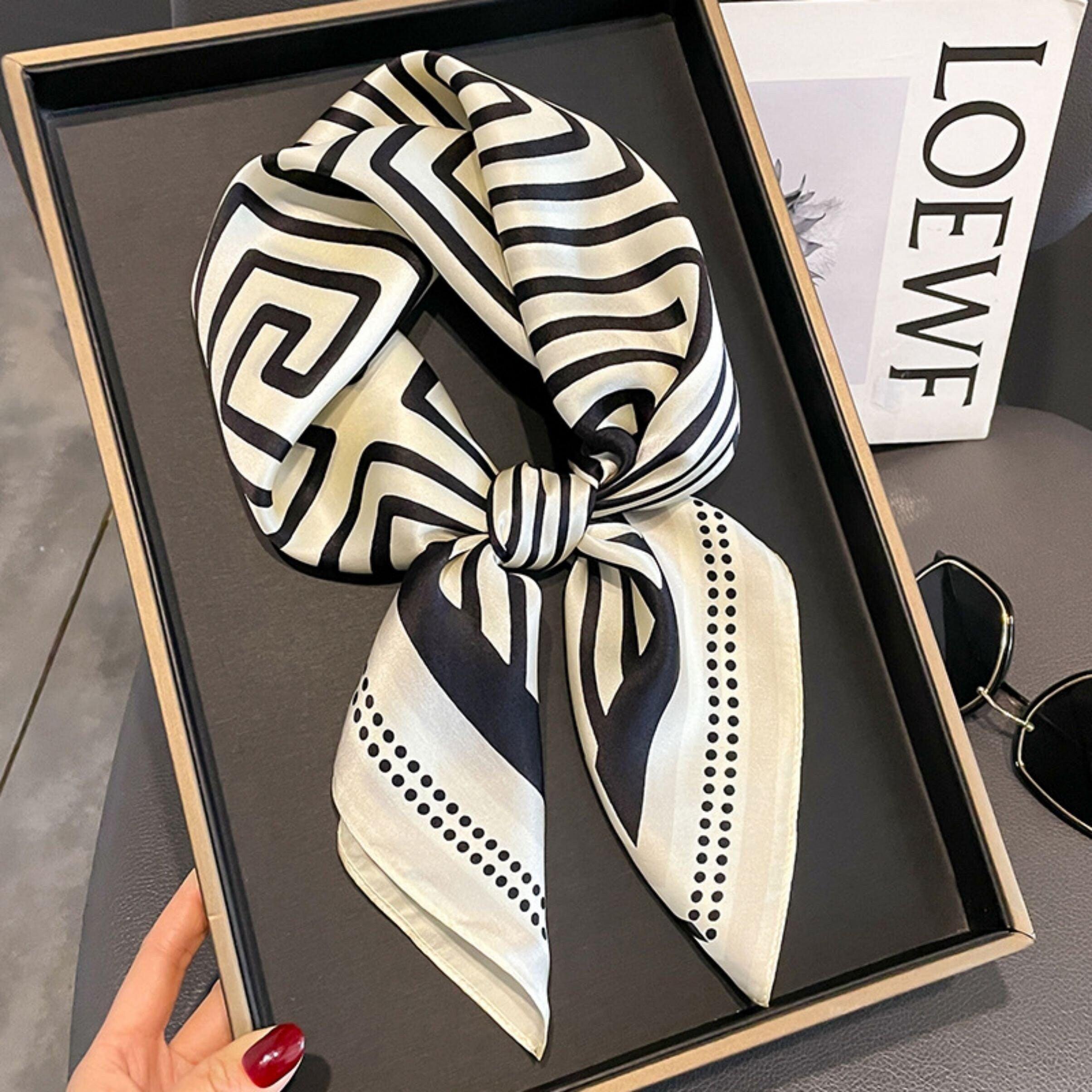 Minimalistischer gestreifter Maulbeerseidenschal/70CM Schal aus 100 % Maulbeerseide/Seidenschal/Geschenk für Sie